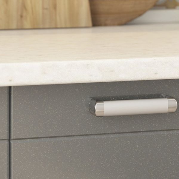 Кухонный гарнитур Виктория 1800х600 белый/белый металлик/графит металлик