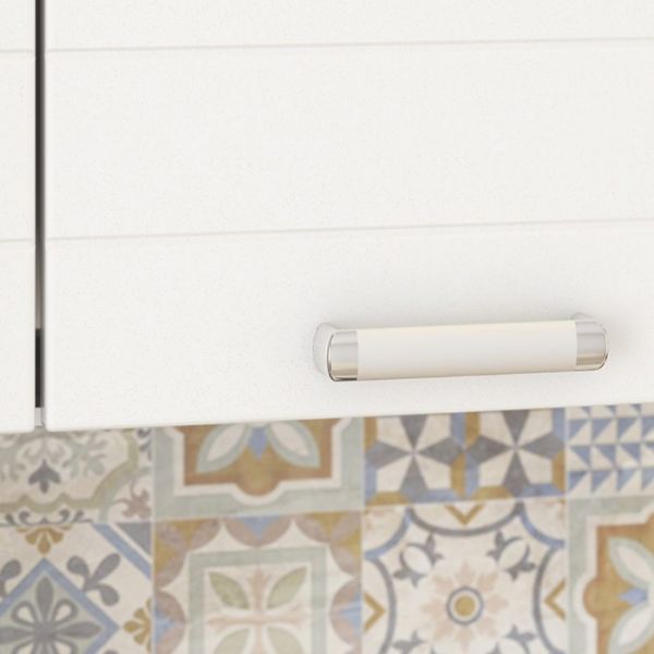 Кухонный гарнитур Виктория 1800х600 белый/белый металлик/графит металлик