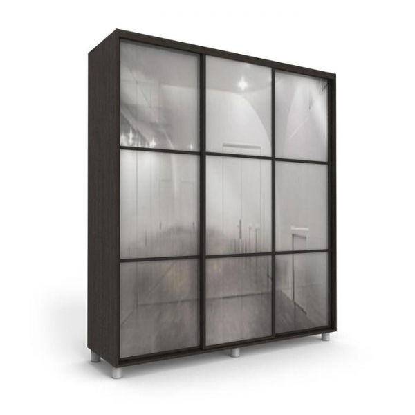 Шкаф-купе Модный Зеркало Венге тёмный/Белый 2100х600х2300