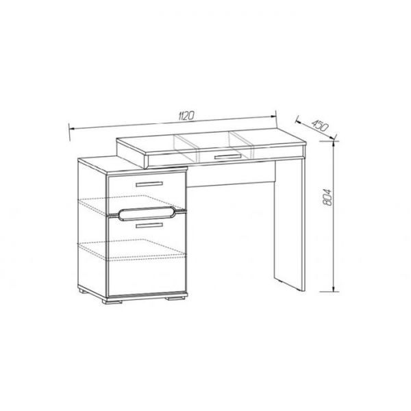 Стол туалетный Мишель 1120х450х804 венге цаво/белый страйп