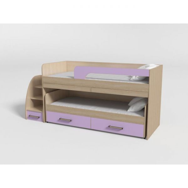 Кровать 2-х ярусная №16 1950х870х1100 дуб молочный/лиловый