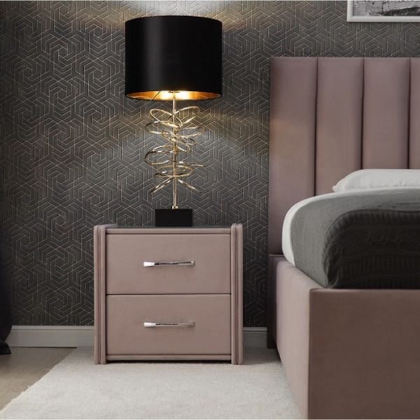 Тумба «Алеро», 2 ящика, прозрачное стекло, велюр velutto 11, цвет розовый