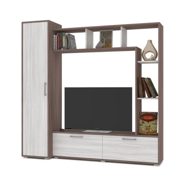 Мини стенка Прага 420х2050х1800 Анкор темный/светлый