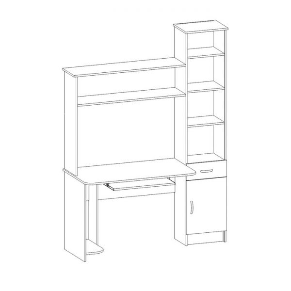 Стол компьютерный Интел-2 1500х600х2000  Ясень Шимо темный/светлый