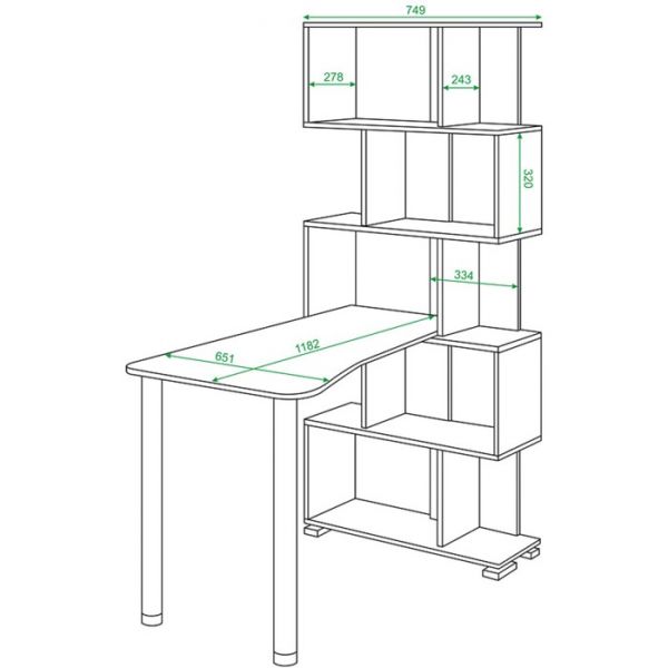 Стол-стеллаж «СЛ 5СТ 2», 750 ? 1182 ? 1731 мм, цвет белый