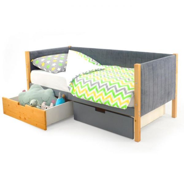 Детская кровать-тахта мягкая Svogen дерево-графит