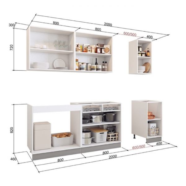 Кухонный гарнитур Виктория 2000х600 белый/крем глянец/шоколад глянец