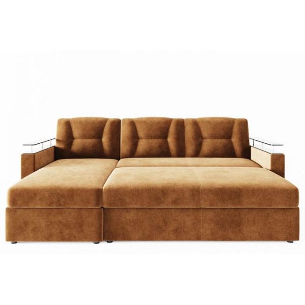 Угловой диван «Монро», угол левый, ЛДСП венге, механизм дельфин, велюр, цвет селфи 01