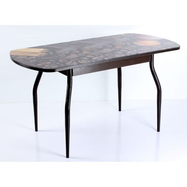 Стол раздвижной с фотопечатью Нилс, 1200(1520)х800х760, Венге/Кофе/Крашенные фигурные