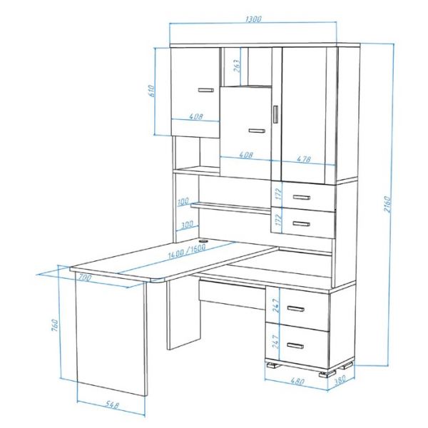 Стол компьютерный «СР 620/140», 1300 ? 1400 ? 2160 мм, левый, цвет белый