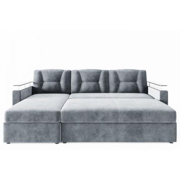 Угловой диван «Монро», угол левый, ЛДСП венге, механизм дельфин, велюр, цвет селфи 01