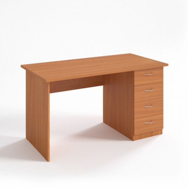 Стол рабочий с тумбой СТ14.7, 1400х680х750 мм, белый шагр