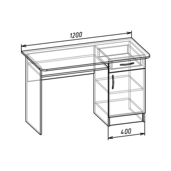 Стол письменный 1200 ? 570 ? 750, Дуб молочный