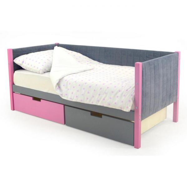 Детская кровать-тахта мягкая Svogen лаванда-графит