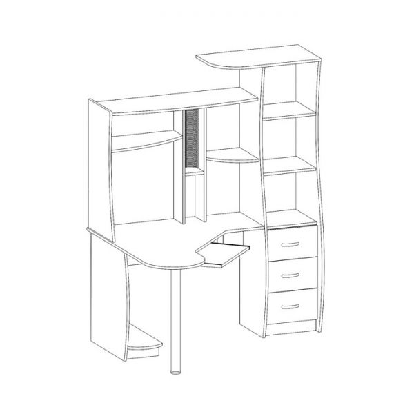 Стол компьютерный Интел-9 1450х1150х1770 Ясень Шимо темный/светлый