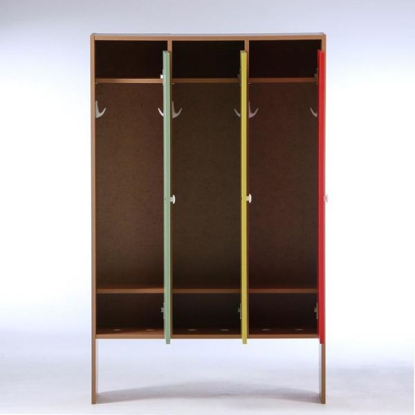 Шкаф для одежды 904х340х1420 (3-мест), ЛДСП, корпус - бук, фасады - цветные