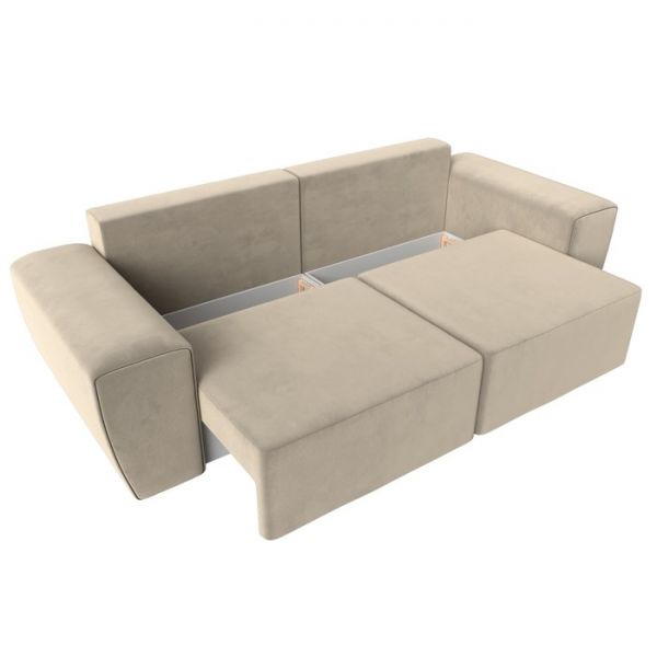 Прямой диван «Беккер», механизм еврокнижка, микровельвет, цвет бежевый