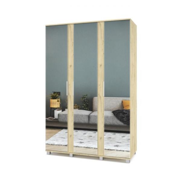 Шкаф Пандора-П33 520х1400х2100 трёхстворчатый с зеркалом Дуб ирландский