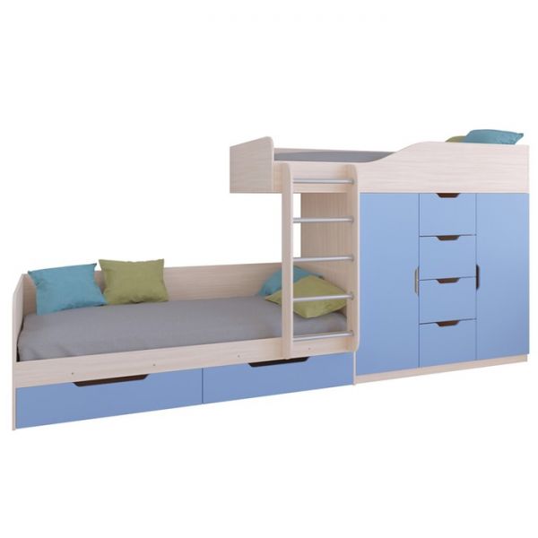 Детский комплекс «Астра 6», цвет дуб молочный/голубой