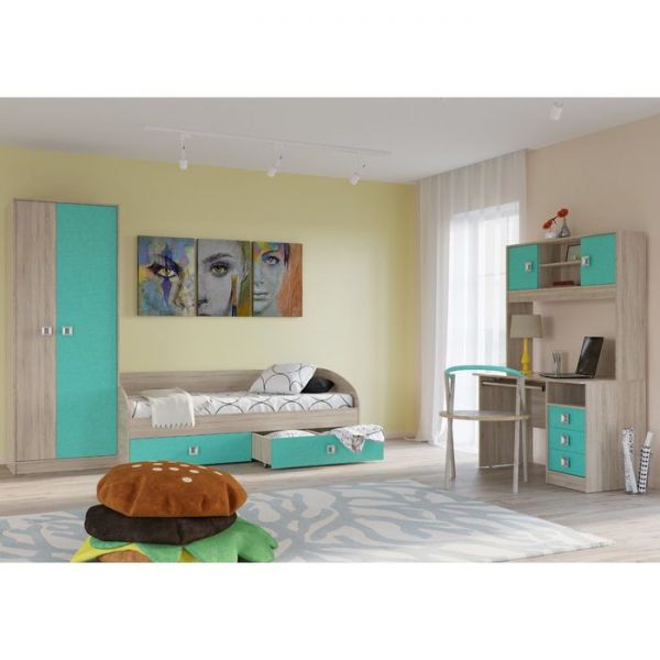 Стол рабочий СИТИ 1200*600*755 Дуб сонома/Аква