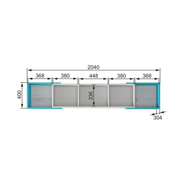Полка навесная «Бриз №7.1», 2040 ? 304 ? 400 мм, цвет дуб эльза / бирюза / белый