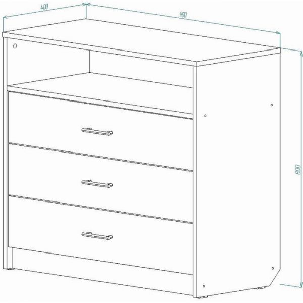 Комод Соната 900х400х800 Дуб Крафт табак/Муссон
