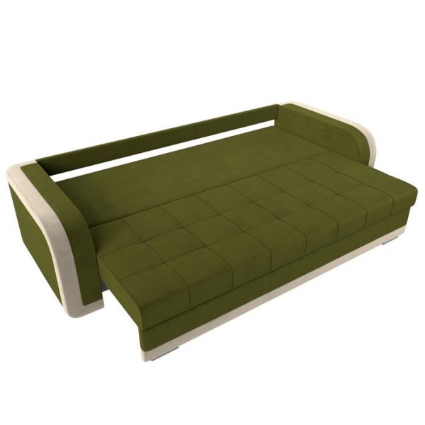 Диван прямой «Марсель», механизм еврокнижка, микровельвет, цвет бежевый / зелёный