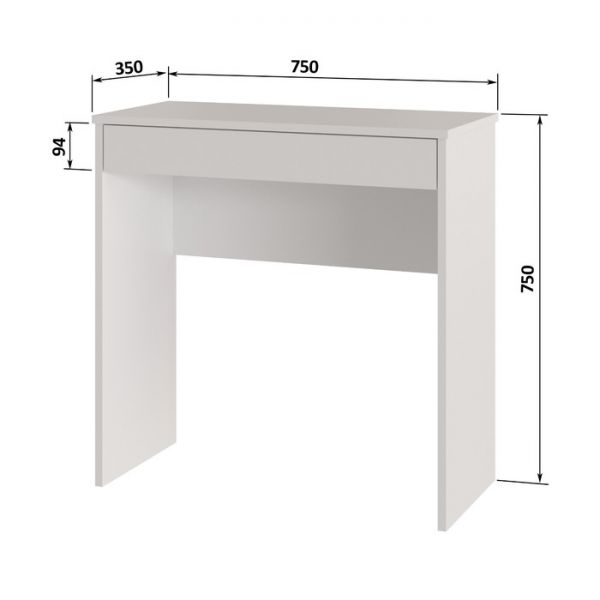 Стол письменный Найс с ящиком,750х350х750, Белый
