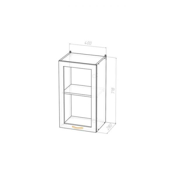 Шкаф навесной Полина 400х300х720 с витриной  венге/бодега