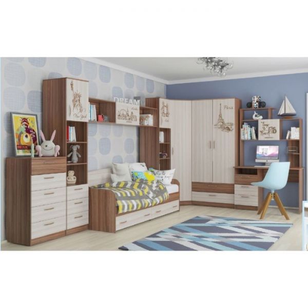 Шкаф для книг с полками "Вояж", 451х446х2136 мм, ясень тёмный, ясень светлый