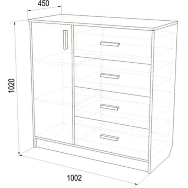 Комод № 9, цвет шимо тёмный, шимо светлый