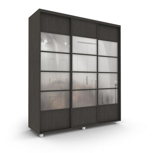 Шкаф-купе Стильный зелкало+ЛДСП Венге тёмный/Белый 2100х600х2300