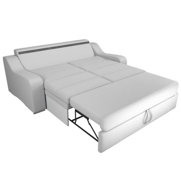 Прямой диван «Медиус», механизм выкатной, экокожа, цвет белый