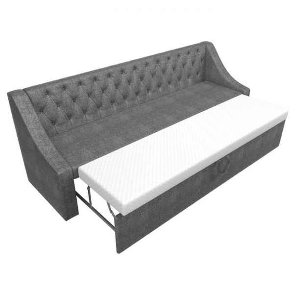 Кухонный прямой диван «Мерлин», механизм дельфин, рогожка, цвет серый
