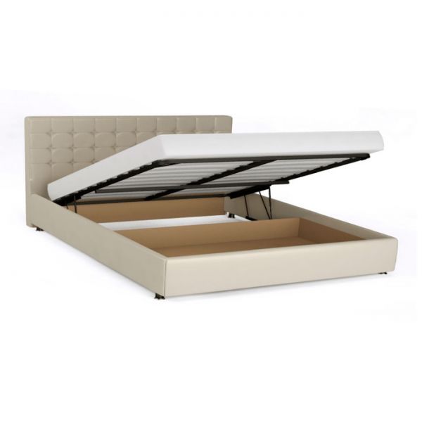 Кровать «Ла Скала» с ПМ, 140 ? 200 см, ортопедическое основание, экокожа, цвет бежевый