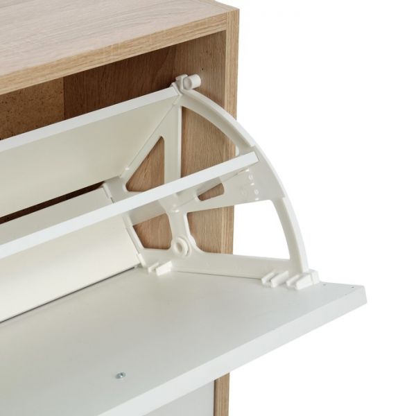 Обувница Приветливая-4, 1186х223х1096, Дуб сонома/белый