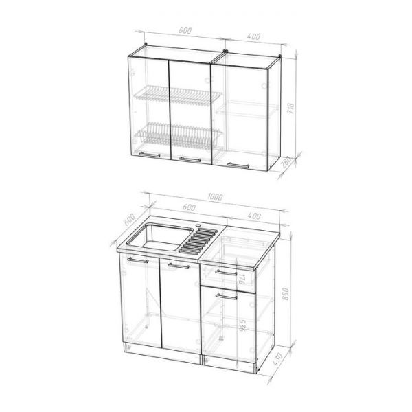 Кухонный гарнитур Илона мини, 1000 мм