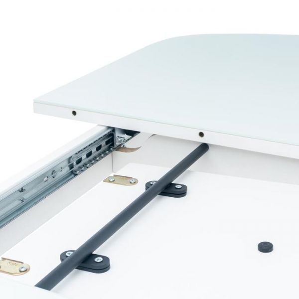 Стол раздвижной Leset Мидел, металл белый, стекло белое 1200/1520х700х740