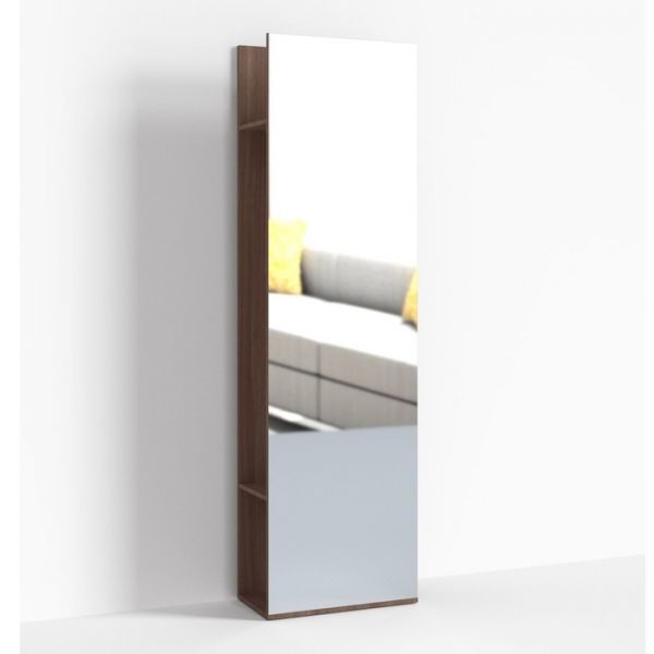 Стеллаж с зеркалом ПР-ШС-1-1, 600х330х2100 мм, ясень шимо светлый, ясень шимо темный