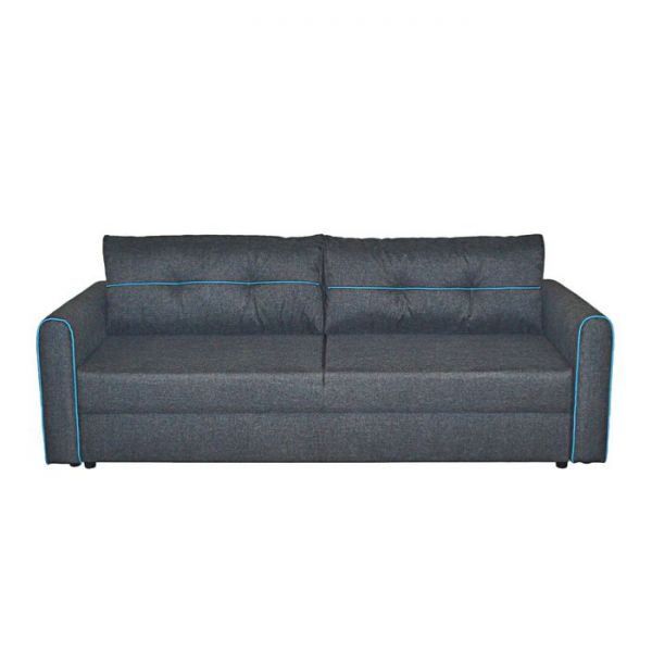 Диван «Амур 1», обивка «джой графит»/кант «нео азур»