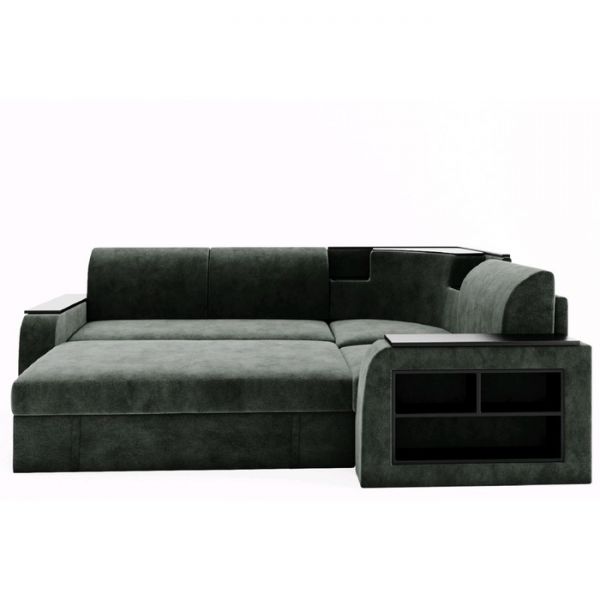 Угловой диван «Фараон», универсальный, дельфин, велюр, цвет селфи 01, вставка астор 536