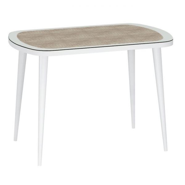 Стол не раздвиж Сочи-3 1100х700х750 белый/экокожа крокодил капучино/опоры массив