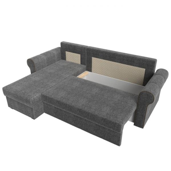 Угловой диван «Рейн», механизм еврокнижка, угол правый, рогожка, цвет серый / кант бежевый