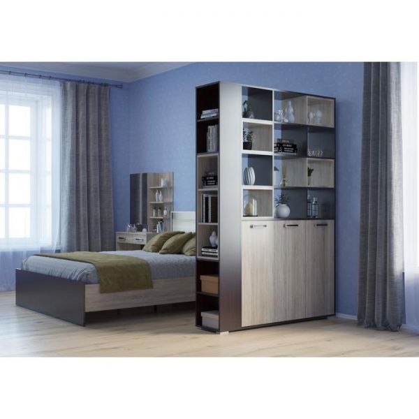 Шкаф перегородка двухсторонний Румба 1400х350х2100 Венге / Дуб Сонома