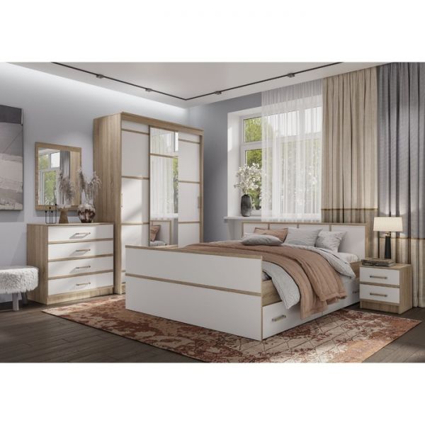 Кровать Сакура LIGHT 2000х1400 дуб сонома/белый