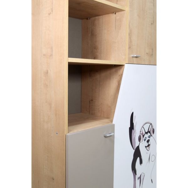 Стеллаж Хаски-4 стеллаж ирландский дуб/белый/мокко