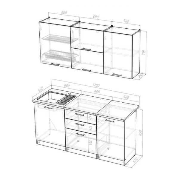 Кухонный гарнитур Татьяна экстра, 1700 мм