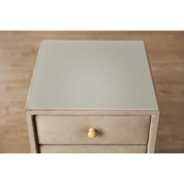 Тумба «Олимпия», 2 ящика, стекло, велюр, цвет velutto 05