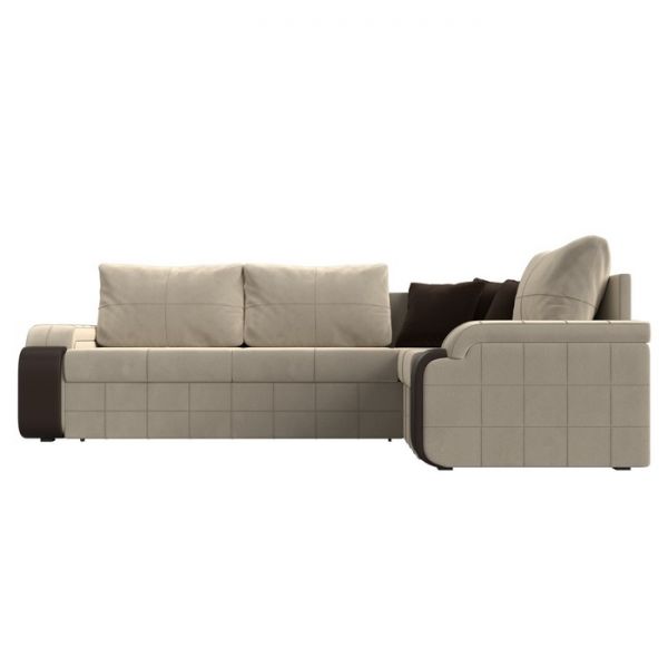 Угловой диван «Николь», механизм дельфин, микровельвет, цвет бежевый