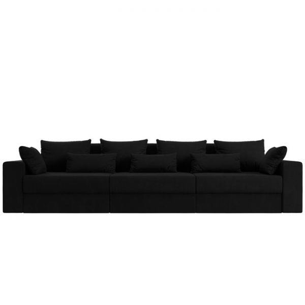 Диван прямой «Мэдисон Long», механизм еврокнижка, микровельвет, цвет чёрный